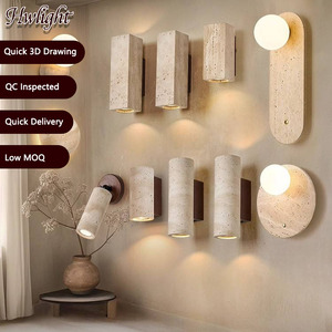 Nordic LED Wall Lamp Modern Indoor Sconce Wabi Sabi Travertine Stone