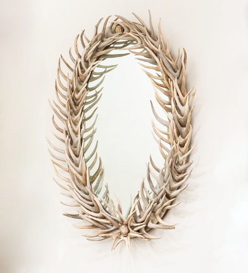 Antlers Mule Deer Oval Mirror