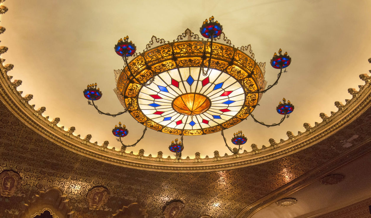 Grand scale custom architectural chandelier for Stanley Theatre