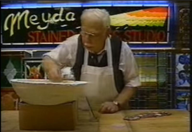 Meyer Cohen artisan crafting custom Tiffany glass lighting