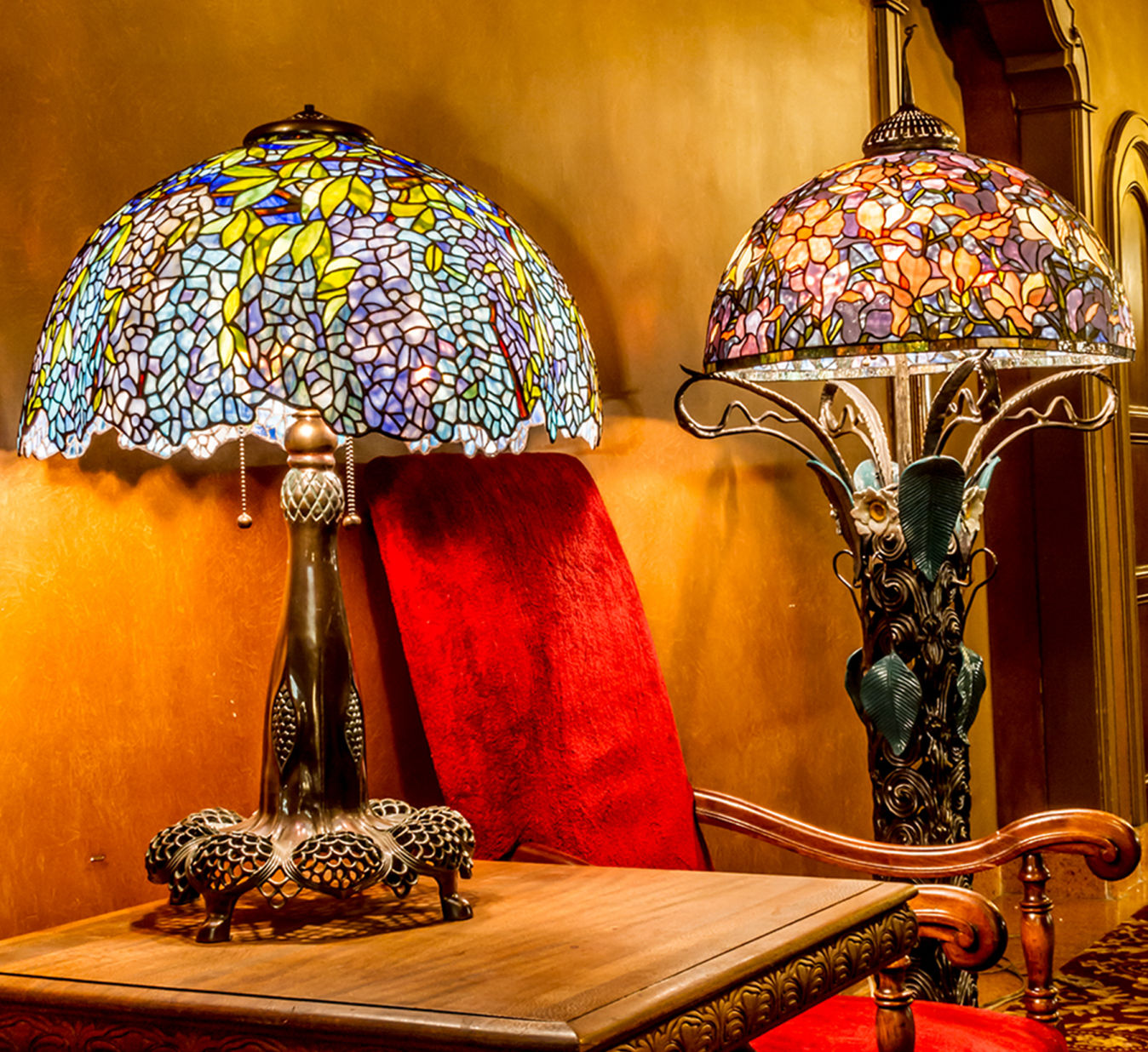 Hand-soldered museum collection Tiffany stained glass lamp