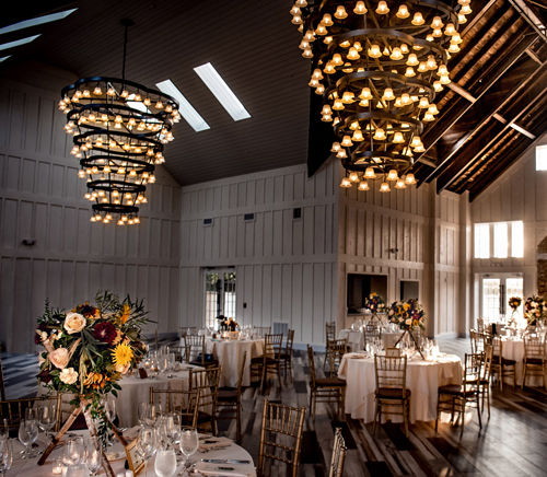 Cretella chandeliers in the event space of Ryland Inn, Whitehouse Station NJ