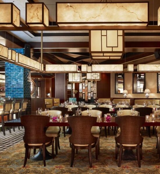 Custom Kofu oblong pendants at Mystique Restaurant Encore Boston Harbor