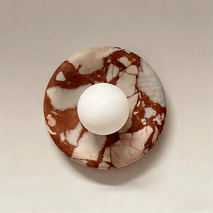 Luxury Red Natural Marble Wall Lamp Nordic Donut Shape Bedside LED Light