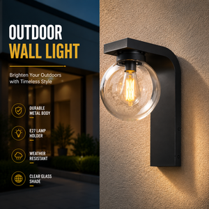 Modern Outdoor Wall Sconce With Clear Acrylic Globe For Villa Exterior Lighting