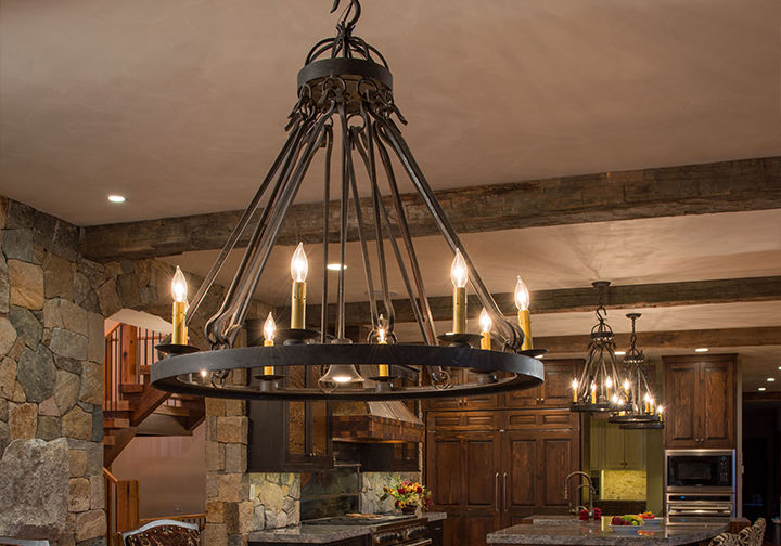 Custom Kitchen Island Chandelier in Luxury Private Residence